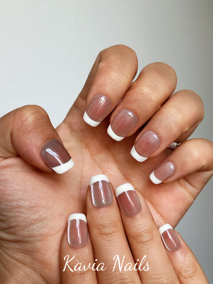 Peach White French Tips