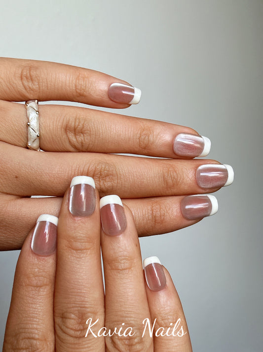 Peach White French Tips