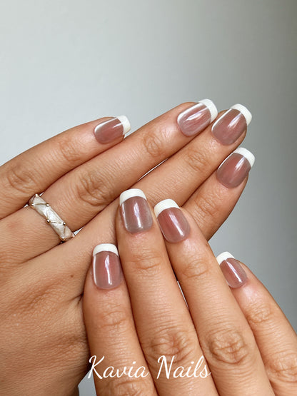 Peach White French Tips
